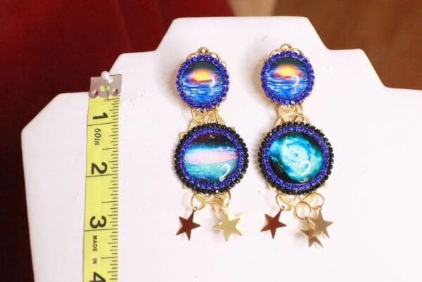 SOLD! 8046 Enamel The Future Is Female Celestial Cameo Earrings - Image 6