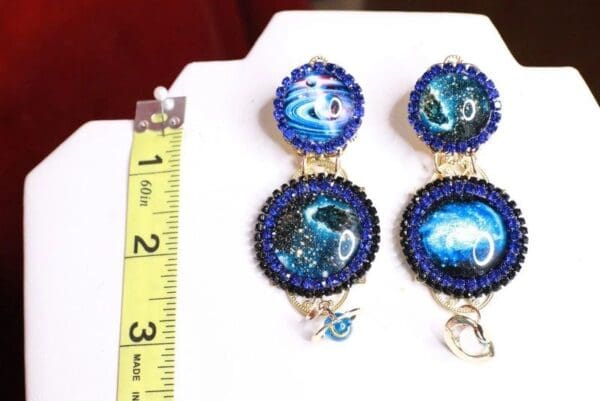 SOLD! 8072 Celestial Planets Cameo Satellite Cameo Earrings - Image 8
