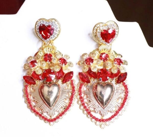 SOLD! 8101 Alta Moda Sacred Heart Baroque Huge Filigree Studs