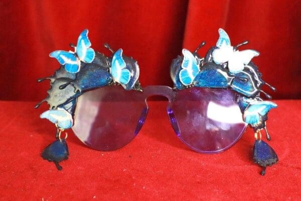 SOLD! 8116 Baroque Butterfly Winged Purple See Through Embellished Sunglasses - Image 5