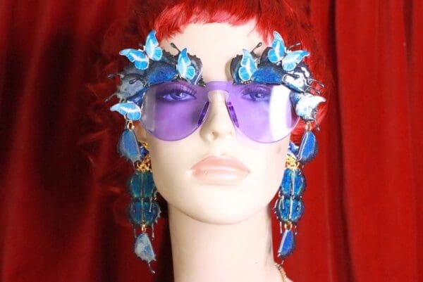 SOLD! 8116 Baroque Butterfly Winged Purple See Through Embellished Sunglasses - Image 9