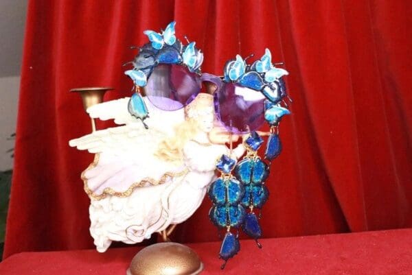 SOLD! 8117 Art Nouveau Vivid Butterfly Long Earrings - Image 5
