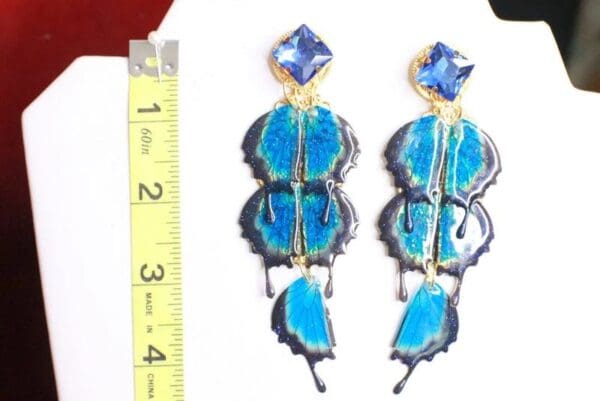 SOLD! 8117 Art Nouveau Vivid Butterfly Long Earrings - Image 6