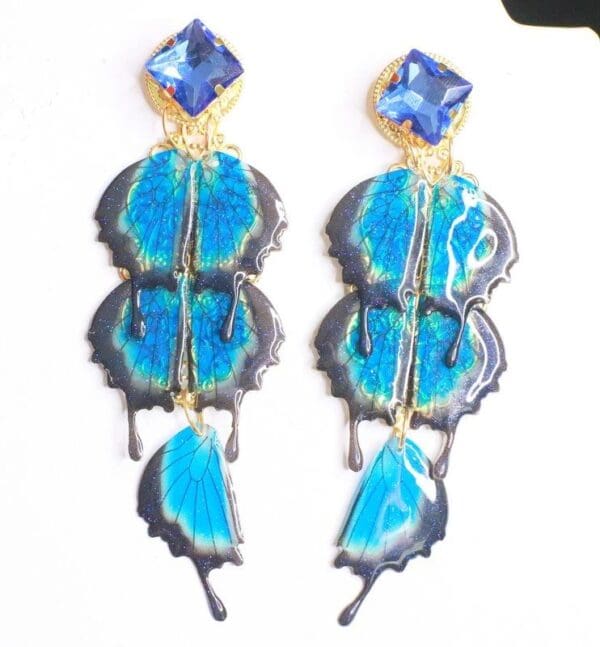 SOLD! 8117 Art Nouveau Vivid Butterfly Long Earrings