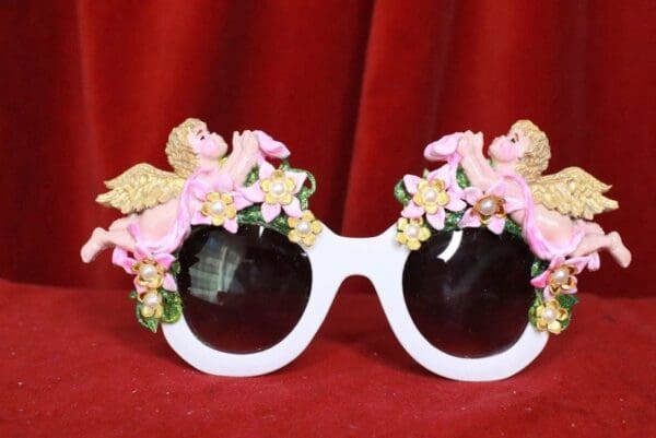 SOLD! 8118 Baroque Bright Hand Painted Faced Cherubs Angels Embellished Sunglasses
