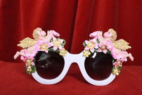 SOLD! 8118 Baroque Bright Hand Painted Faced Cherubs Angels Embellished Sunglasses - Image 7