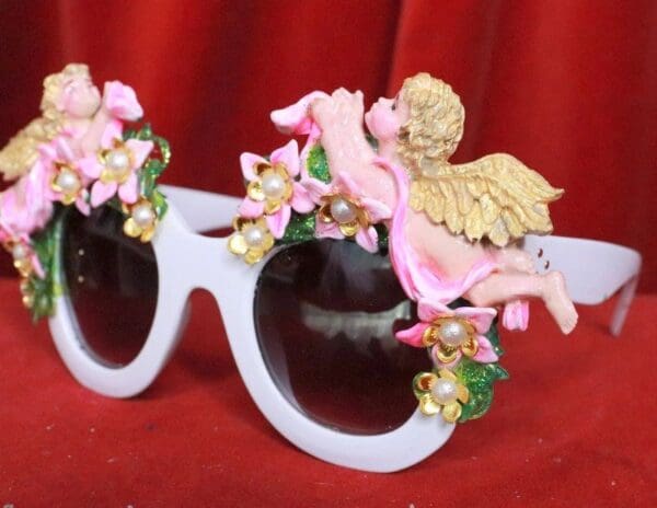 SOLD! 8118 Baroque Bright Hand Painted Faced Cherubs Angels Embellished Sunglasses - Image 2