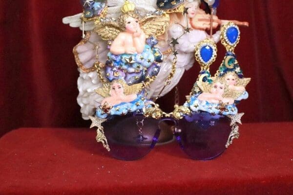 SOLD! 8119 Baroque Raphael Cherubs Angels Clouds Embellished Sunglasses - Image 7