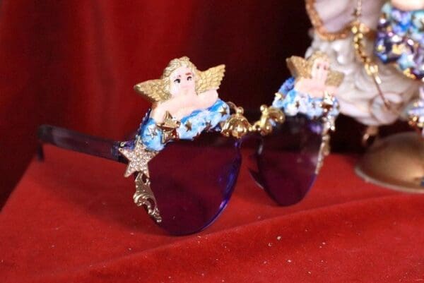 SOLD! 8119 Baroque Raphael Cherubs Angels Clouds Embellished Sunglasses - Image 9