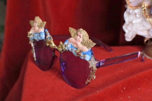 SOLD! 8119 Baroque Raphael Cherubs Angels Clouds Embellished Sunglasses - Image 10
