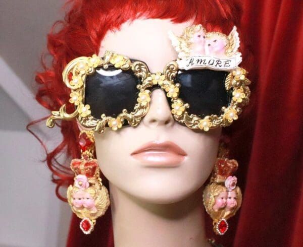SOLD! 8123 Baroque Cherubs Angels Banner Amore Embellished Sunglasses - Image 3