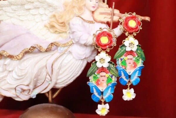 SOLD! 8140 Frida Kahlo Summery Butterfly Studs Earrings