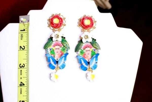 SOLD! 8140 Frida Kahlo Summery Butterfly Studs Earrings - Image 3