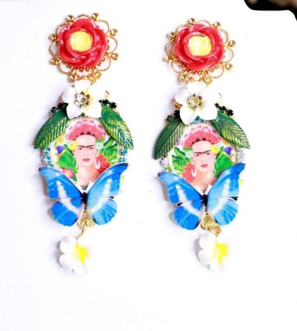 SOLD! 8140 Frida Kahlo Summery Butterfly Studs Earrings - Image 4