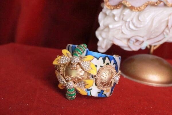 SOLD! 8154 Baroque Bee Embellished Bangle Bracelet - Image 3