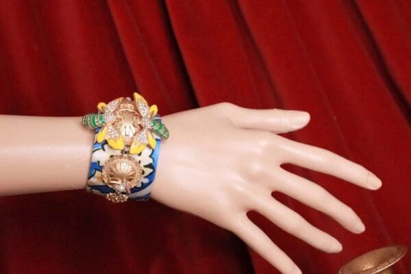 SOLD! 8154 Baroque Bee Embellished Bangle Bracelet - Image 8