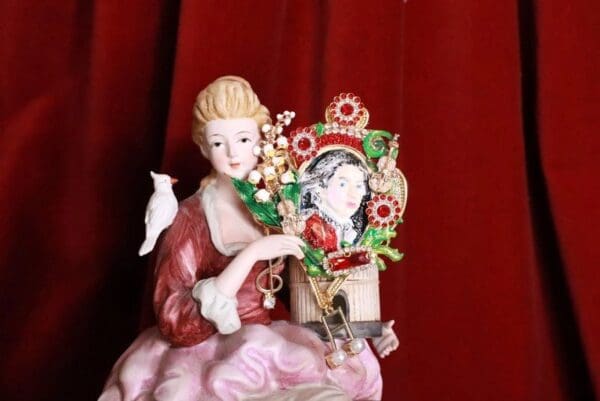 SOLD! 8169 Mozart Musical Hand Painted Lily Of The Valley Massive Brooch