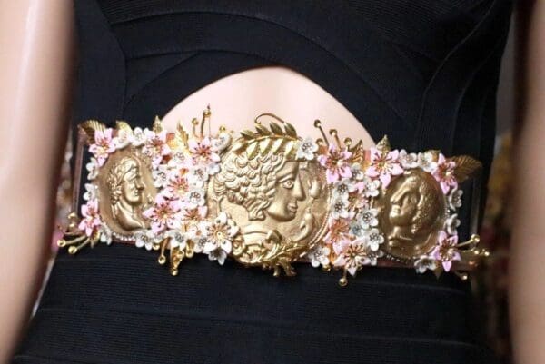 SOLD! 8172 Baroque Runway Roman Coin Flower Blossom Corset Waist Belt Size S, L, M - Image 3