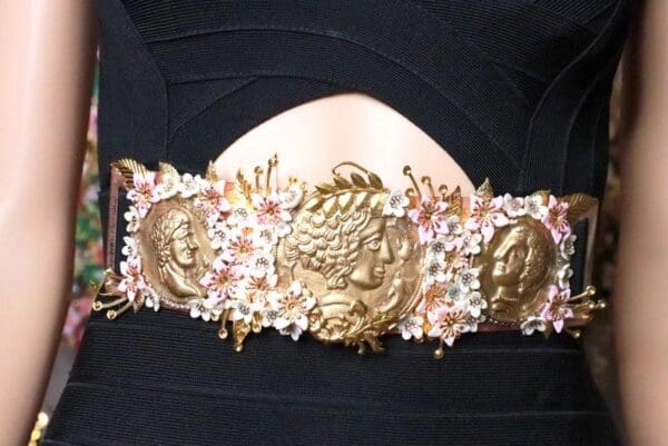 SOLD! 8172 Baroque Runway Roman Coin Flower Blossom Corset Waist Belt Size S, L, M - Image 2