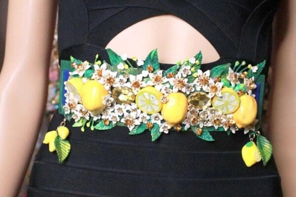 SOLD! 8173 Baroque Runway Sicilian Lemon Fruit Flower Blossom Corset Waist Belt Size S, L, M