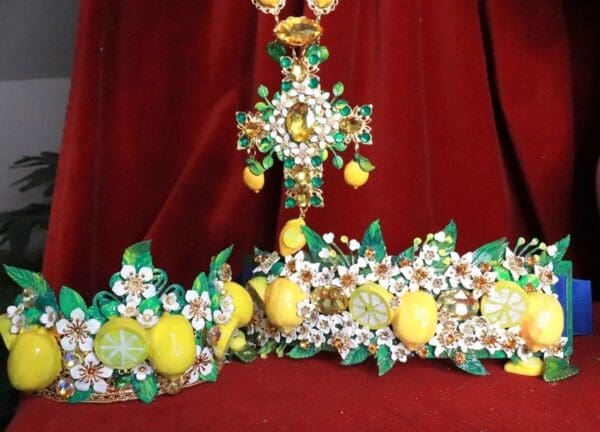 SOLD! 8173 Baroque Runway Sicilian Lemon Fruit Flower Blossom Corset Waist Belt Size S, L, M - Image 3