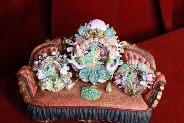 SOLD! 8204 Birth Of Venus Vintage Style Dragons Shell Pink Octopus Huge Stunning Brooch - Image 4