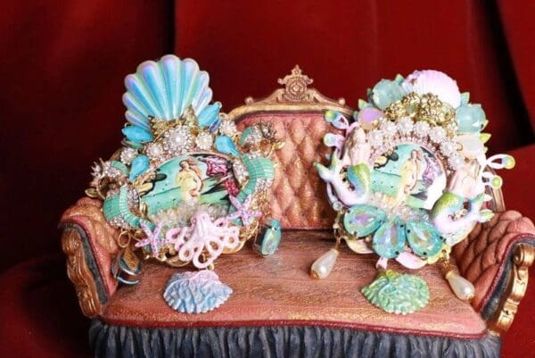 SOLD! 8204 Birth Of Venus Vintage Style Dragons Shell Pink Octopus Huge Stunning Brooch - Image 8