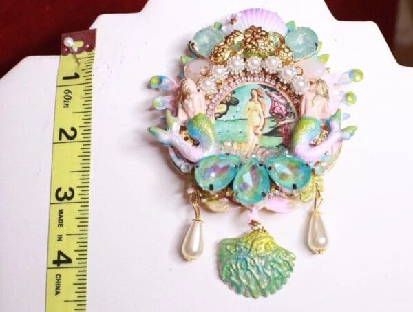 SOLD! 8204 Birth Of Venus Vintage Style Dragons Shell Pink Octopus Huge Stunning Brooch - Image 9