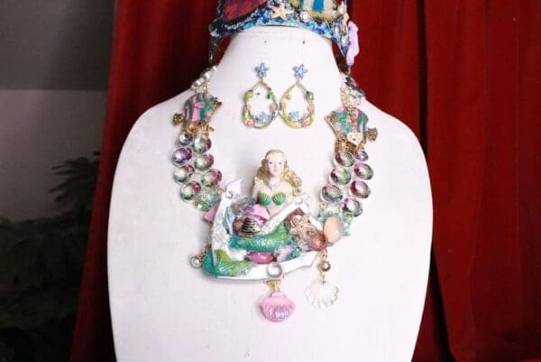 SOLD! 8205 Set Of Nautical Mermaid Genuine Tourmaline Necklace+ Earrings - Image 4