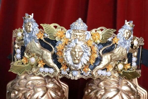 SOLD! 8209 Medieval Lions Gold Silver Embellished Waist Gold Belt Size S, L, M - Image 2