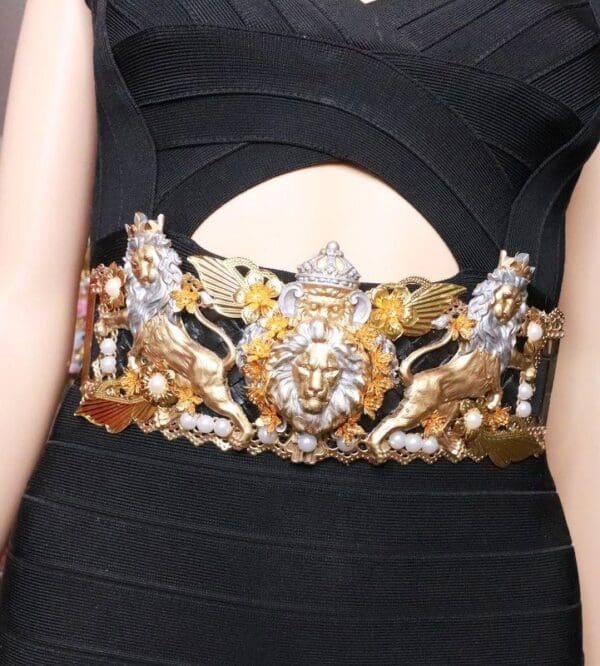 SOLD! 8209 Medieval Lions Gold Silver Embellished Waist Gold Belt Size S, L, M - Image 7