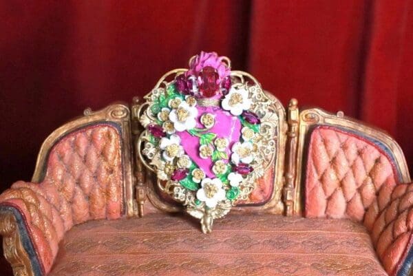 SOLD! 8256 Runway Baroque Fuchsia Sacred Heart Brooch