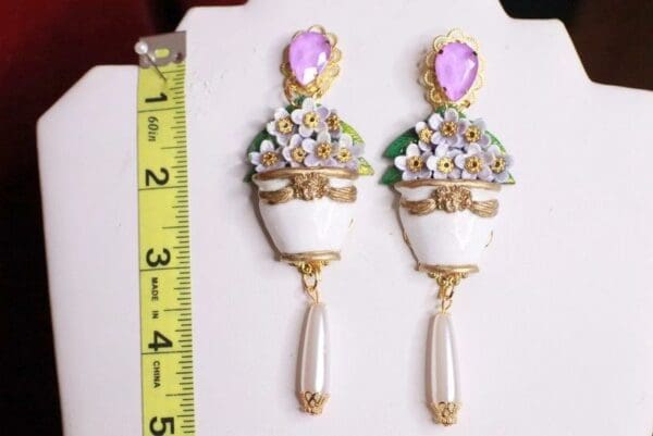 SOLD! 8285 Victorian Pod Hydrangea Flower Earrings - Image 4