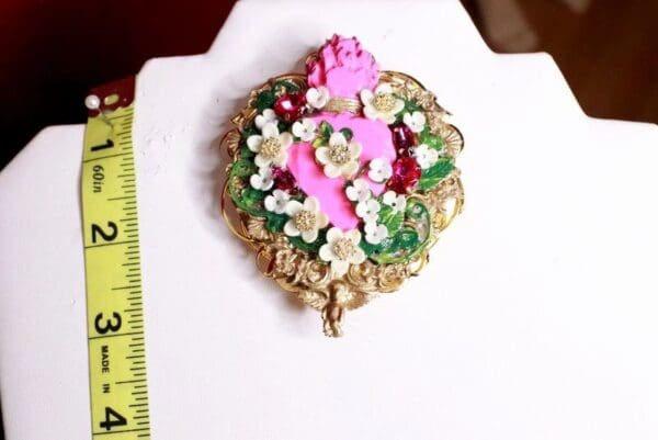 SOLD! 8286 Runway Baroque Fuchsia Sacred Heart Brooch - Image 3