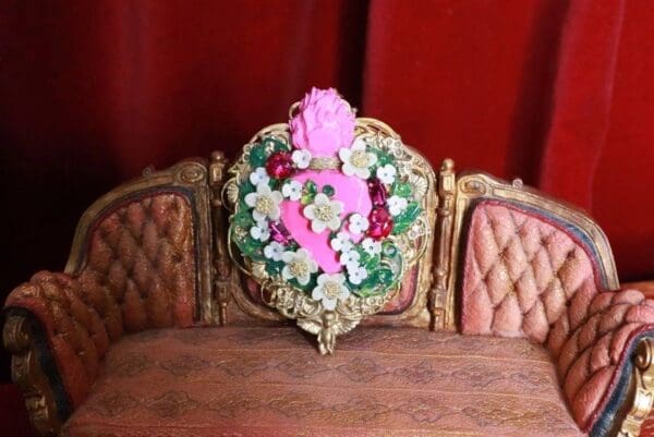 SOLD! 8286 Runway Baroque Fuchsia Sacred Heart Brooch - Image 6