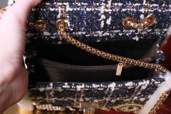 SOLD! 8299 Baroque Tweed Madam Coco Embellished Tote Crossbody Handbag - Image 8
