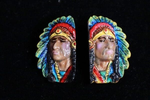 SOLD! 8320 Native American Chief Hand Painted Light Weight Earrings