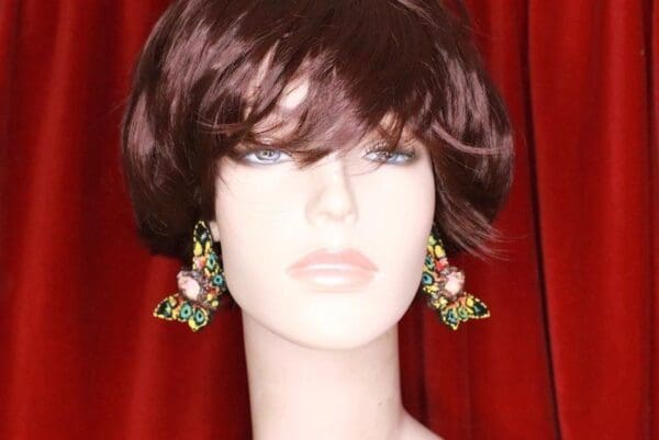 SOLD! 8321 Art Nouveau Lady Butterfly Hand Painted Light Weight Earrings - Image 9