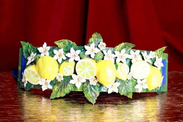 SOLD! 8369 Baroque Runway Sicilian Lemon Fruit Flower Blossom Corset Waist Belt Size S, L, M - Image 3