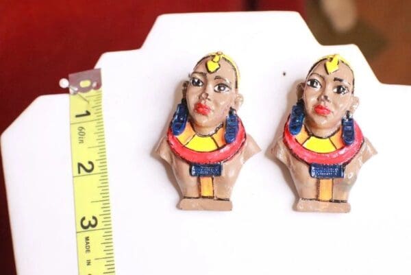 SOLD! 8372 African Revival Hand Painted Bust Unique Earrings - Image 6
