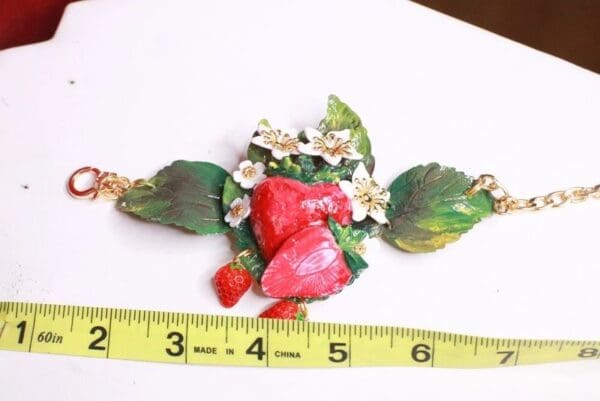 SOLD! 8380 Art Jewelry Vivid Strawberry 3D Effect Bracelet - Image 7