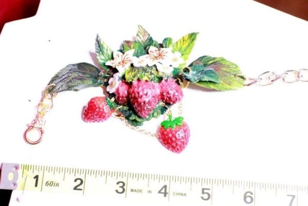 SOLD! 8384 Art Jewelry Vivid Strawberry 3D Effect Bracelet - Image 7