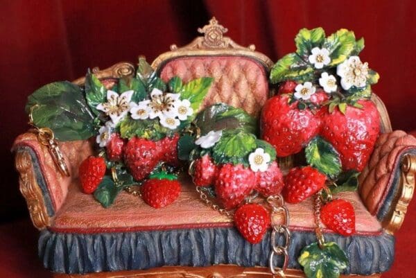 SOLD! 8386 Art Jewelry Vivid Strawberry 3D Effect Hand Painted Brooch - Image 2