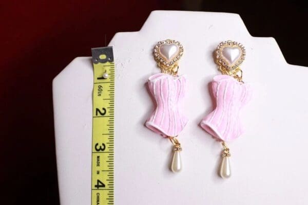 SOLD! 8397 Hand Painted Baroque Corset Roses Statement Earrings - Image 2