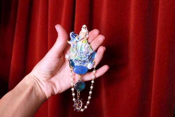 SOLD! 8401 Baroque 3D Effect Hand Painted Poseidon Genuine Opal Unique Brooch - Image 5