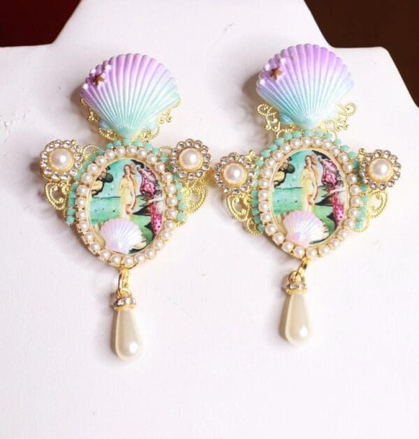 SOLD! 8430 Birth Of Venus Rhinestone Studs Earrings - Image 4