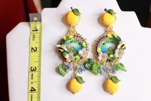 SOLD! 8433 Baroque Taormina Italian Lemon Fruit Cameo Studs Earrings - Image 4