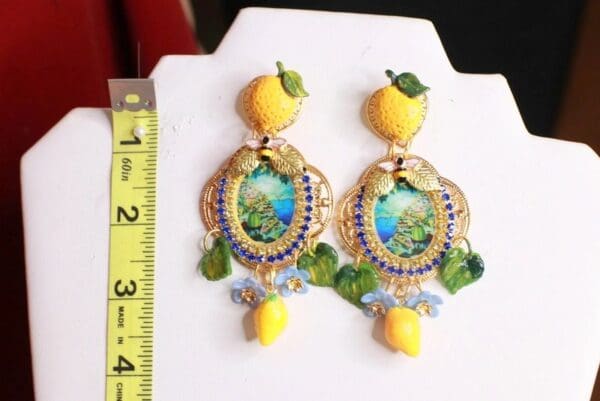 SOLD! 8434 Baroque Taormina Italian Lemon Fruit Cameo Studs Earrings - Image 5