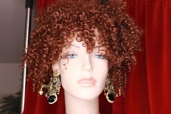 SOLD! 8450 Baroque Lions Massive Hand Painted Bronze Studs Earrings - Image 7