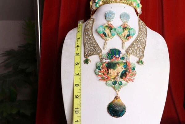 SOLD! 8474 Rococo Paintings Bathing Diana Hand Painted Massive Statement Necklace - Image 5